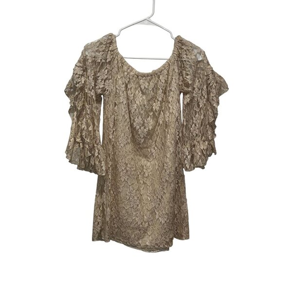 Elan Floral Lace Off-Shoulder Boho Tunic  Women's Mini Dress Size Medium - Picture 2 of 6